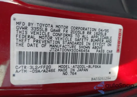 1995 Toyota Celica St z USA, uszkodzony, nr VIN JT2AT00NXS0046454